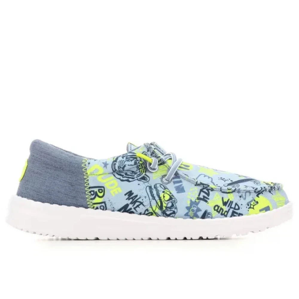 Hey Dude Wally Funk Graffiti Mix 42627-425 Toddler Blue Casual Shoes UWU1041